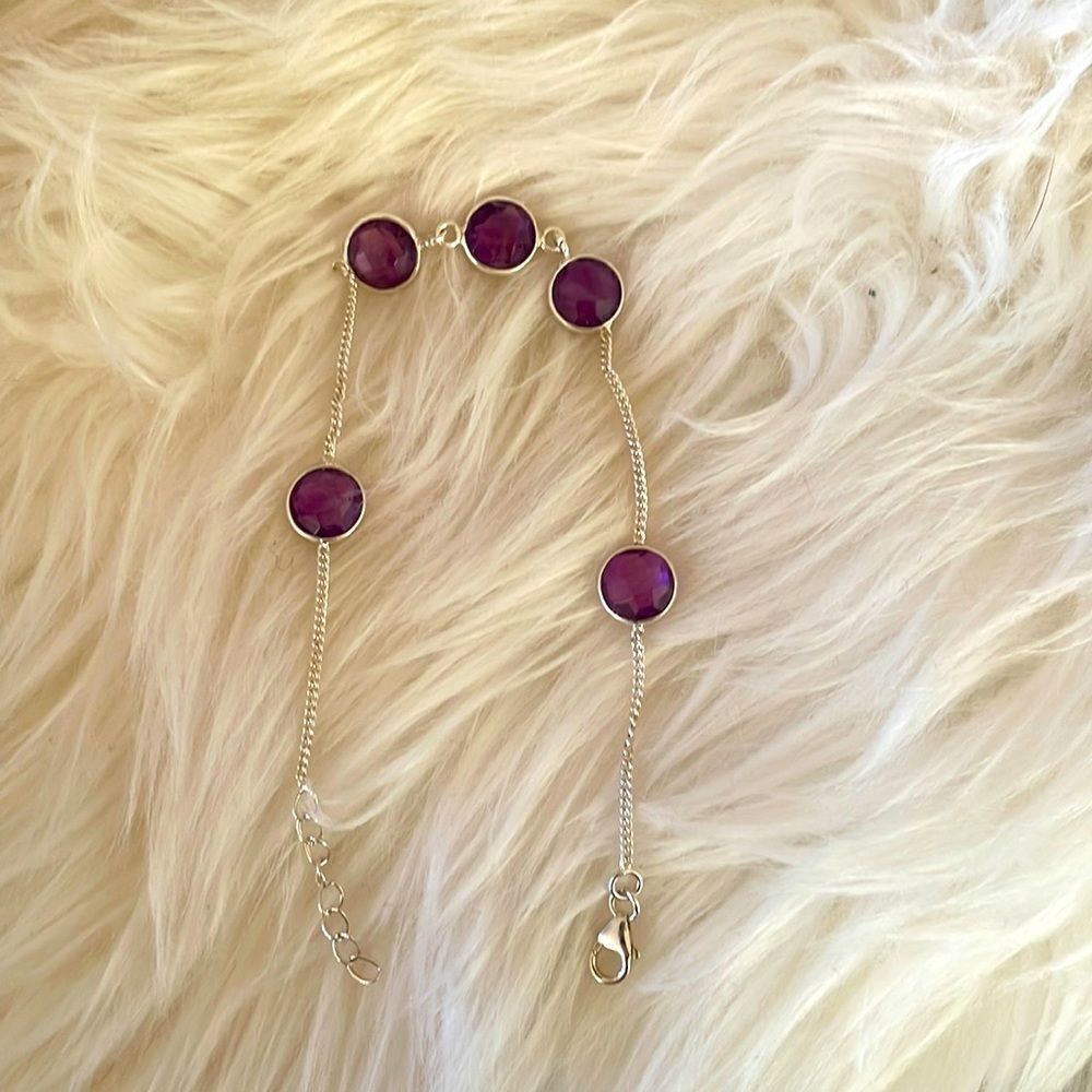 Silver and purple bracelet